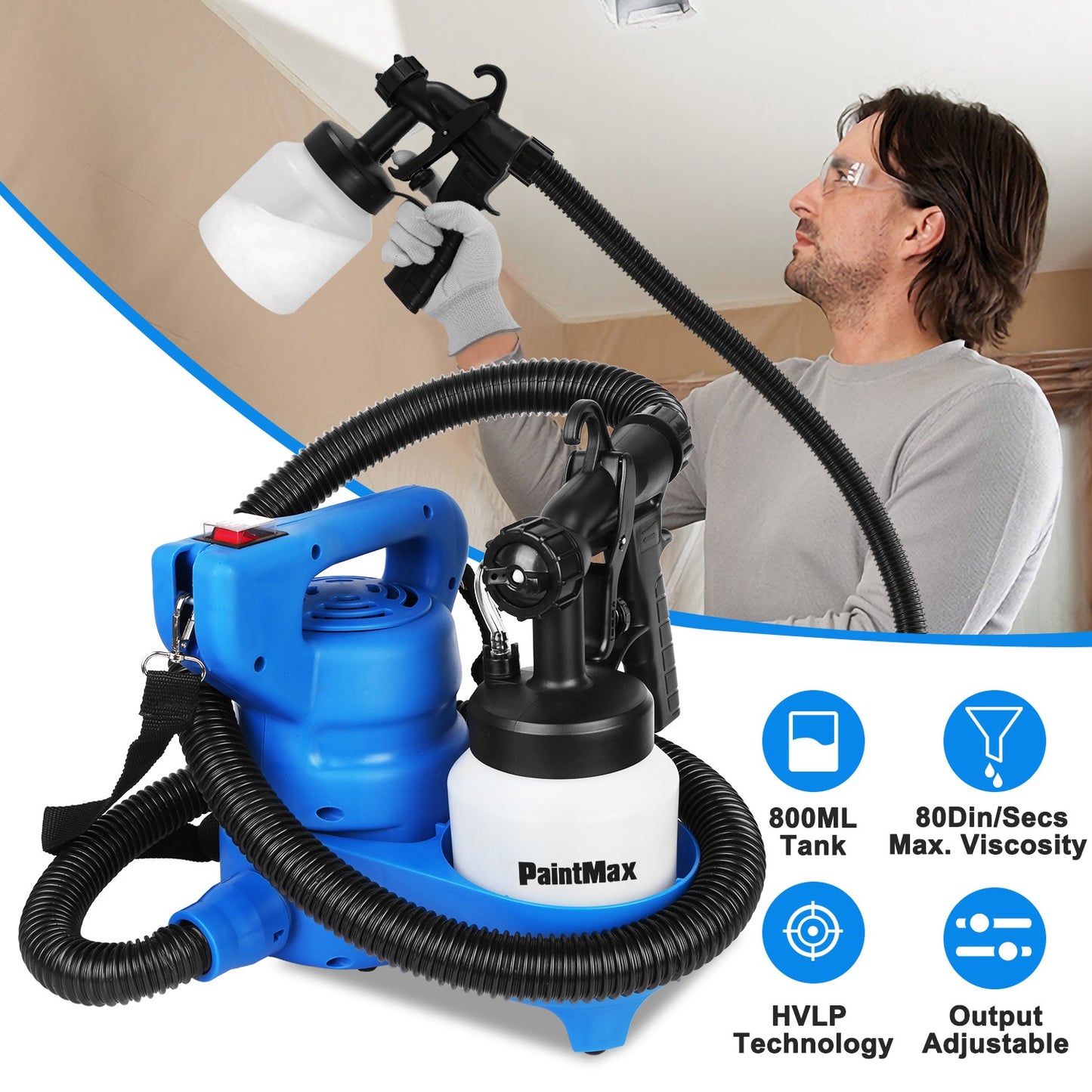 800ML Paint Sprayer with HVLP System for Interior and Exterior Painting