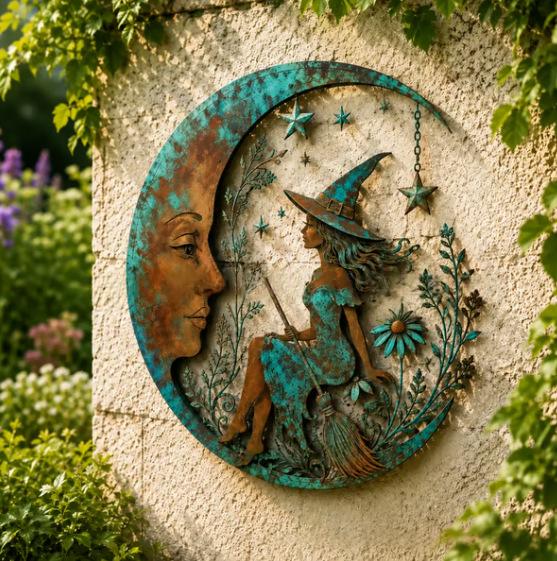 Moon Fairy Wall Decoration Iron Craft Hanging Ornament for Home & Garden