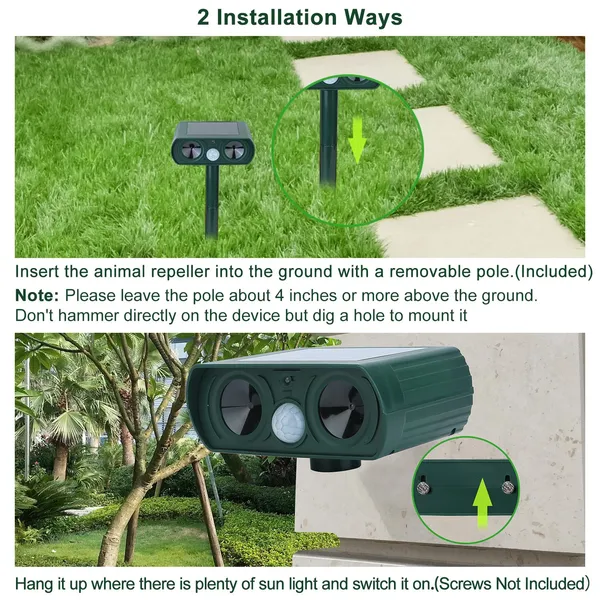 Ultrasonic Rat Repellent Solar Pest Control Device for Gardens & Farms