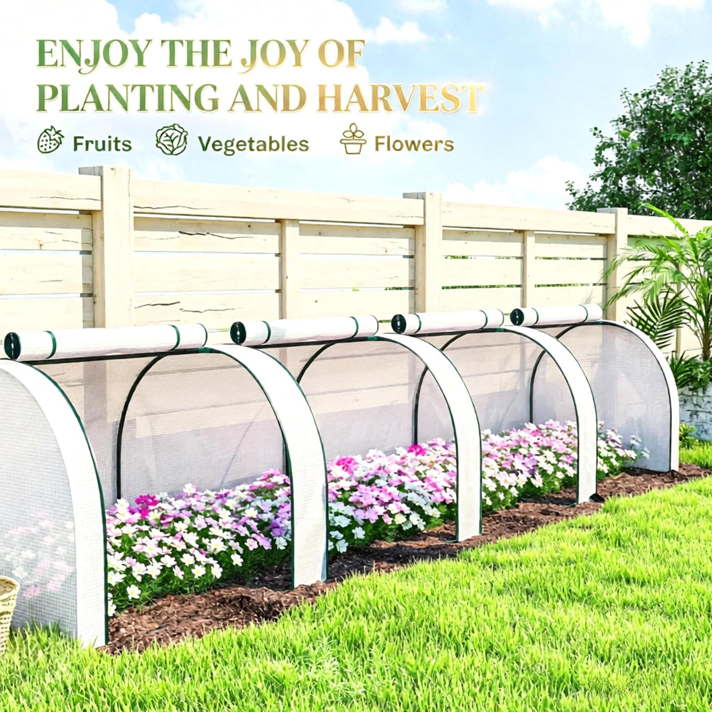 Portable Greenhouse with Zippered Doors - White Plant Shelter