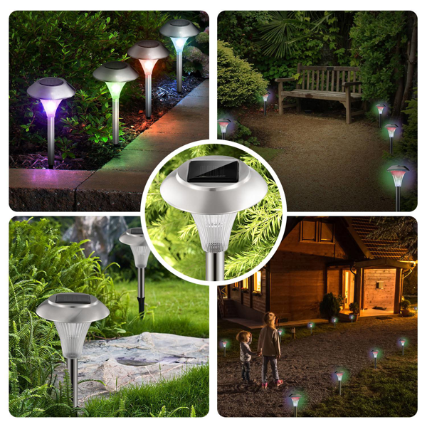 Solar Powered Color Changing Path Lights - 4 Pack, IP44 Waterproof