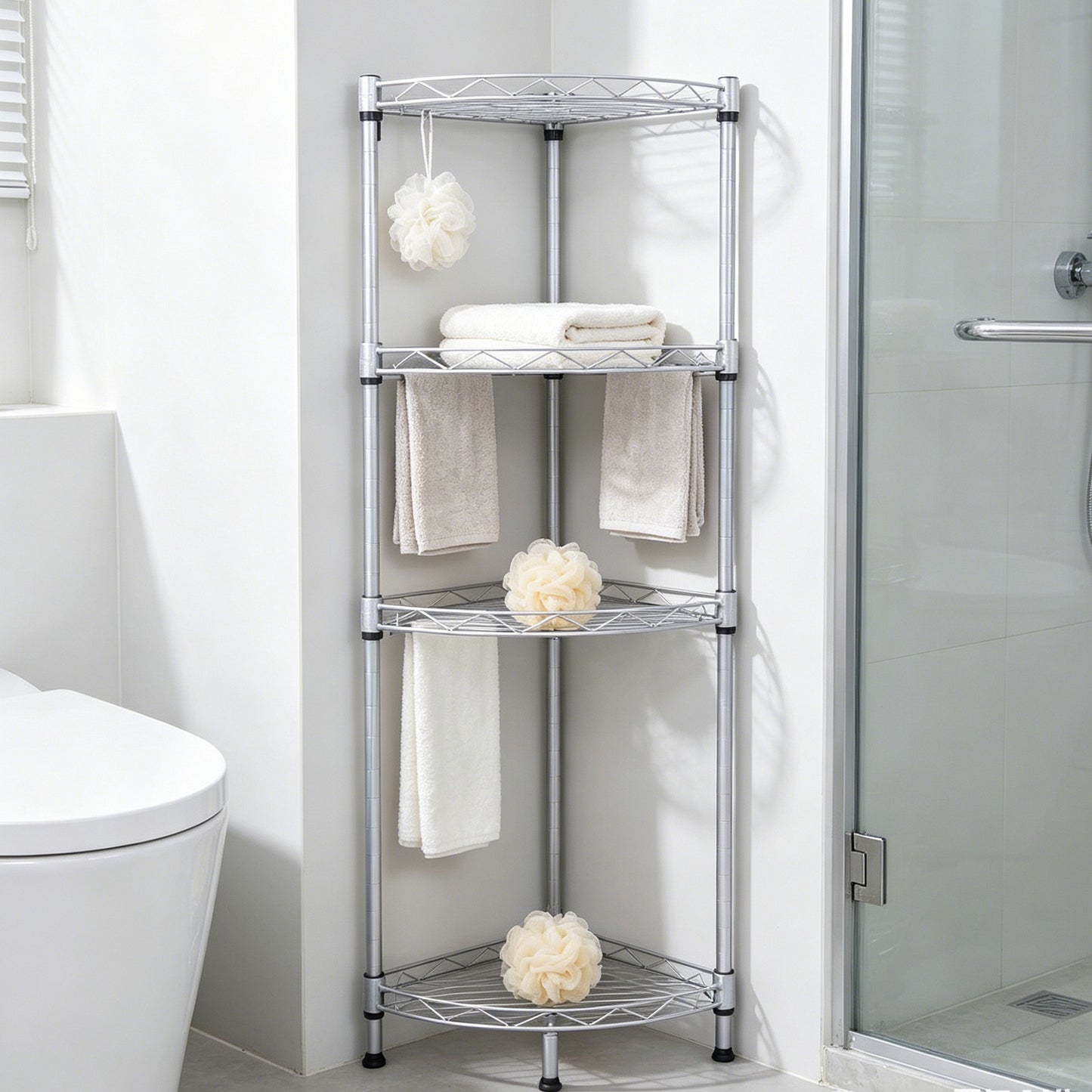 4-Tier Metal Wire Shelving Rack - Silver Storage Unit for Home