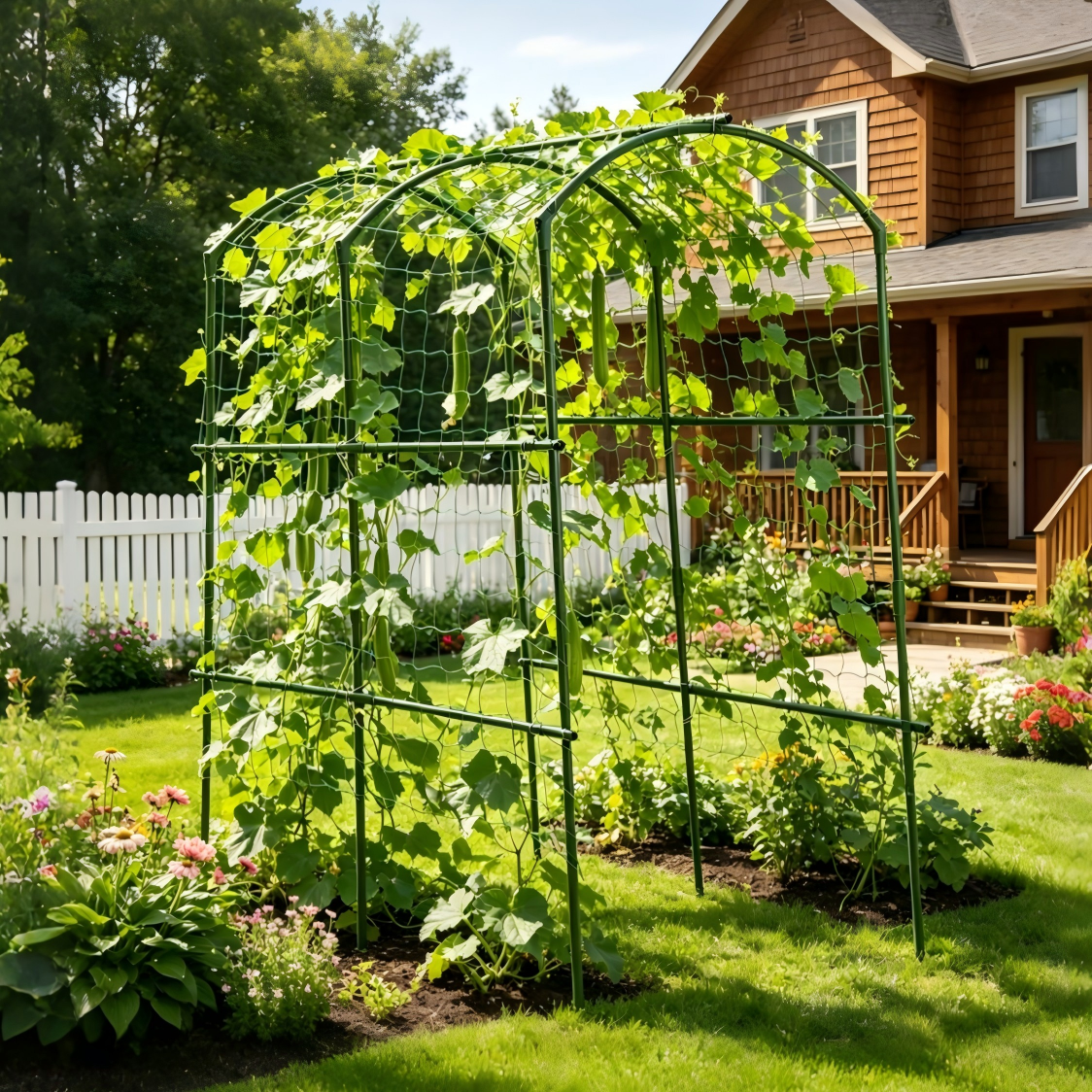 Heavy Duty Metal Garden Arch Trellis - Adjustable Climbing Support
