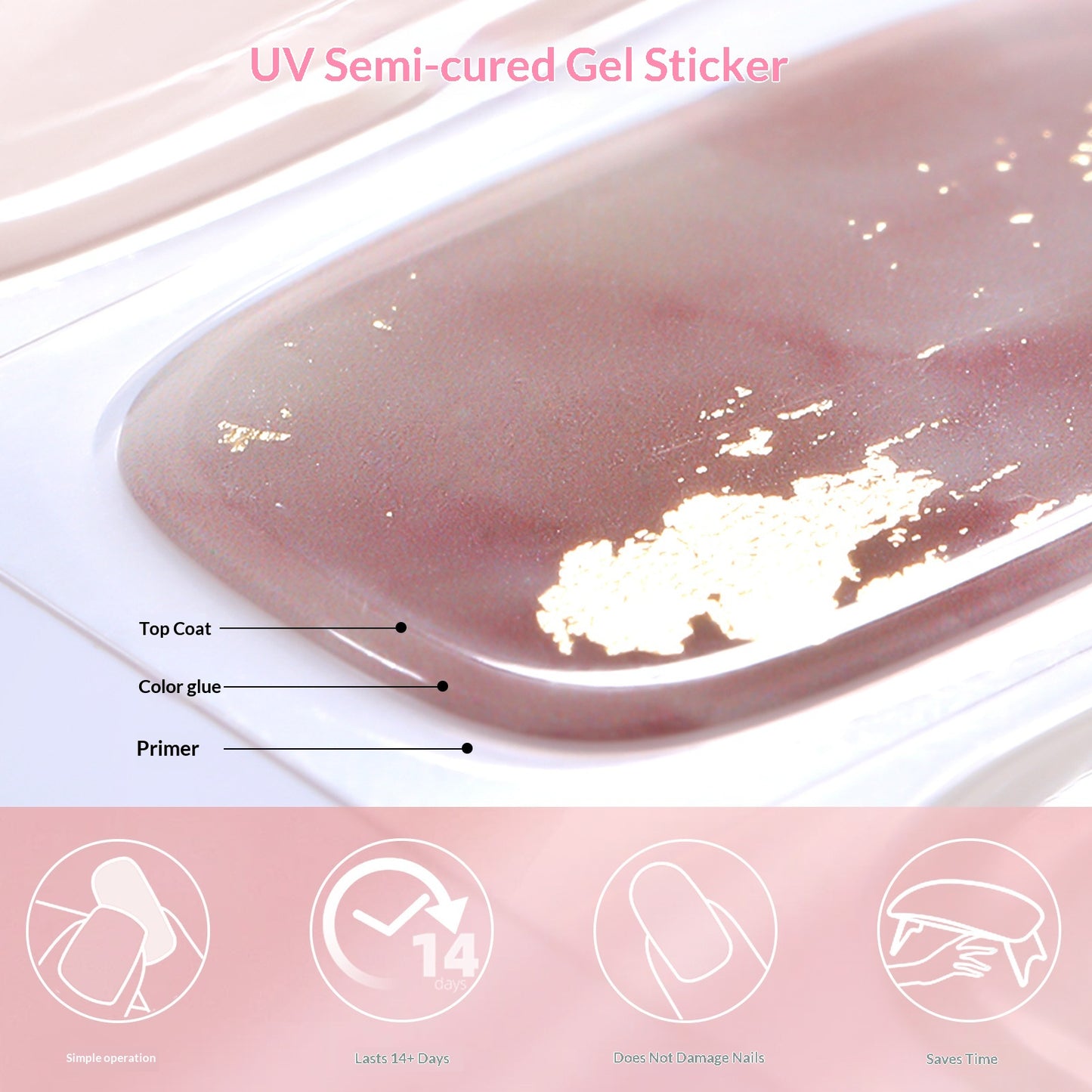 Waterproof Glitter Gel Nail Stickers Long-Lasting UV-Cured Nail Art