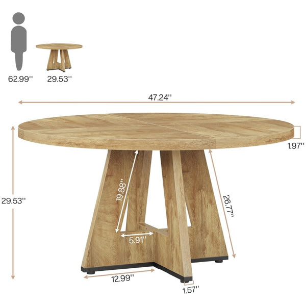 Round Dining Table - Rustic Wooden Design, 47-Inch Top