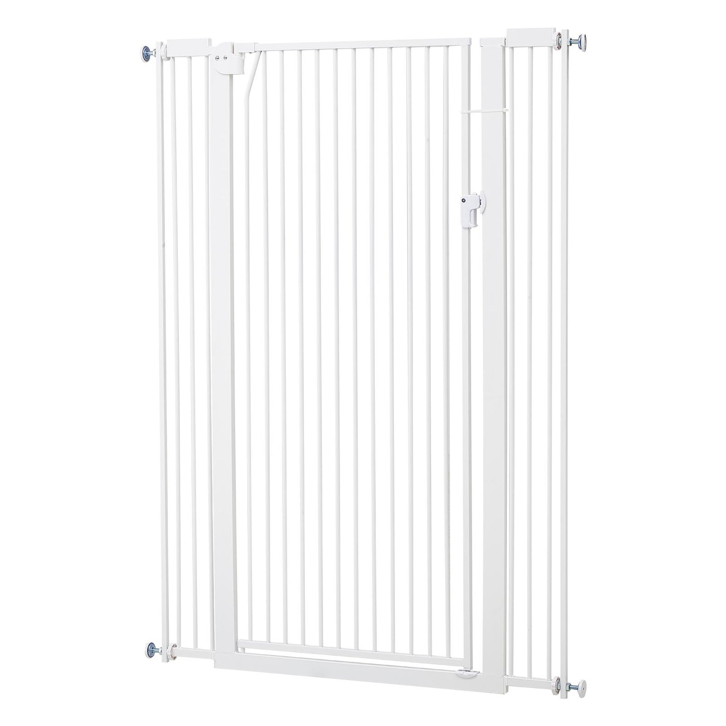 Adjustable Extra Tall Pet Gate for Cats and Dogs, White, 29-41 In Wide, 56 In High with Mounting Kits