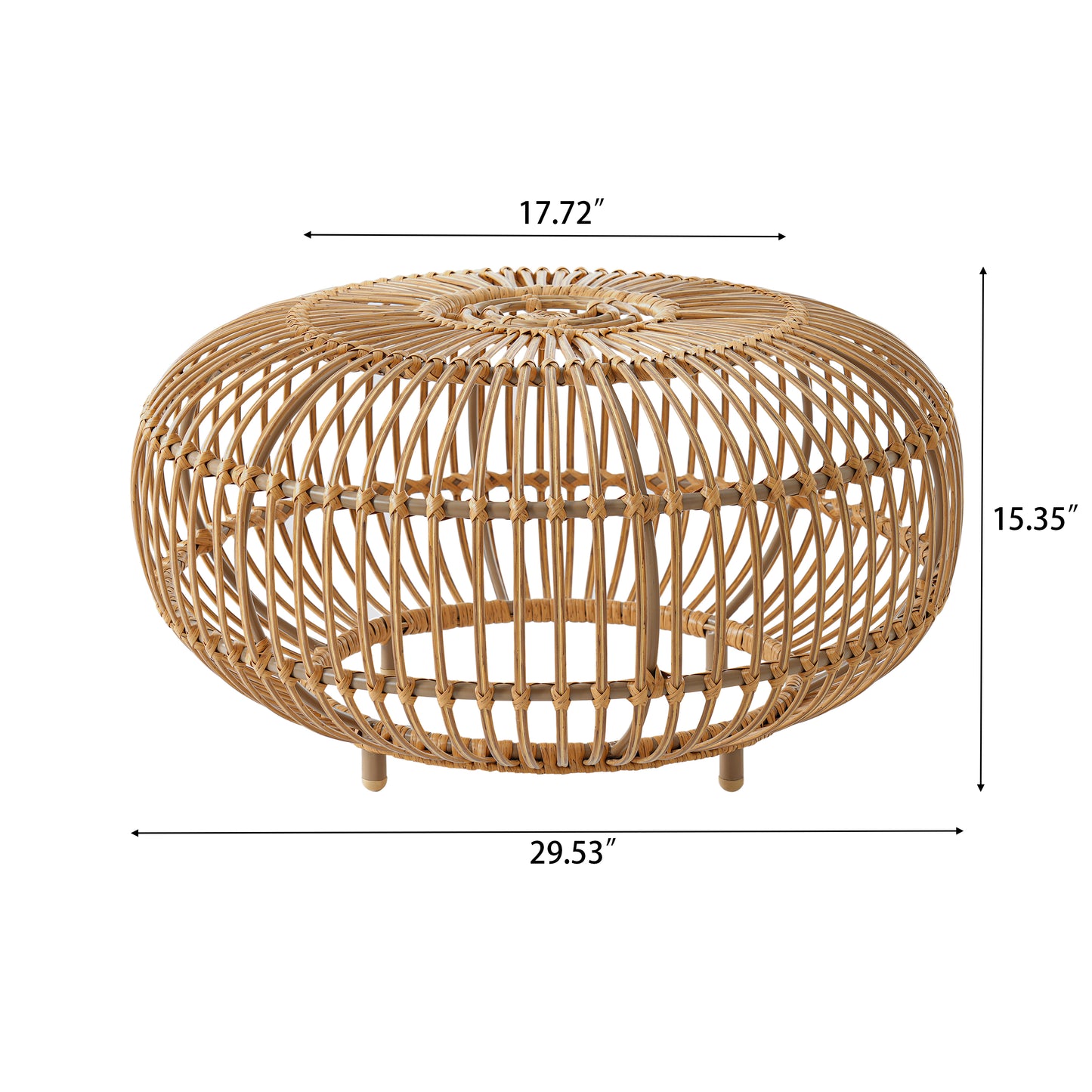 OTTAWA Coffee Table-Bohemian Faux Rattan Weave Accent Table For