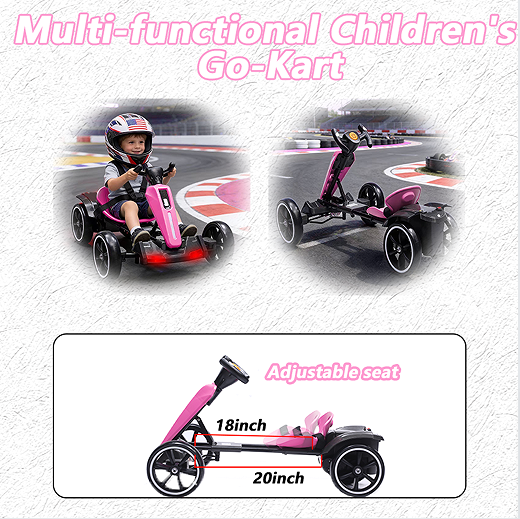 12V Kids Electric Pedal Go Kart with Adjustable Seat & EVA Wheels