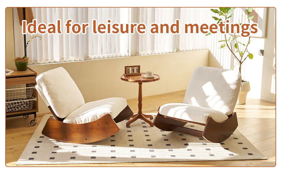 Comfortable White Glider Rocking Chair - Solid Wood Frame