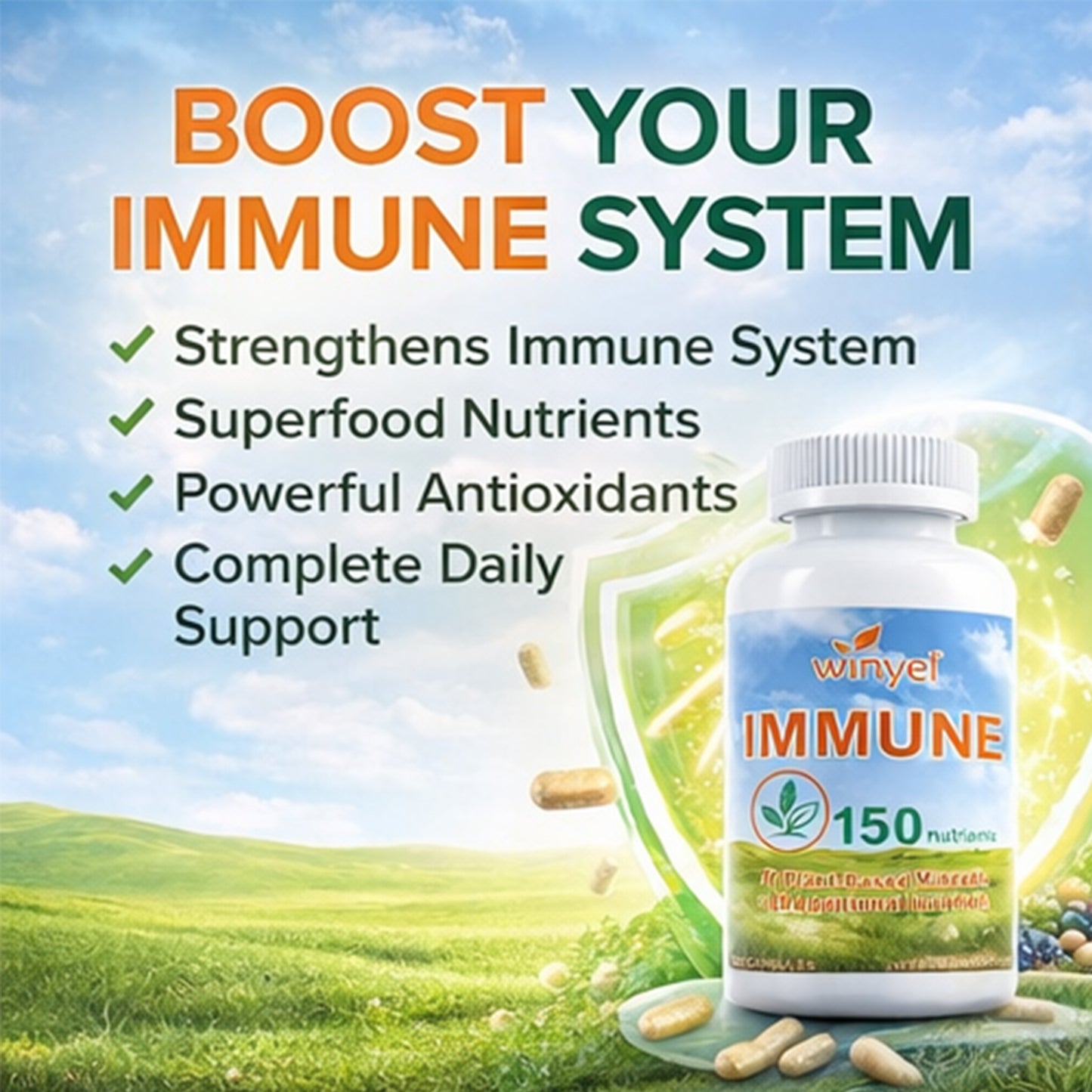 Immune Support Multivitamin Capsules - 150 Count Daily Supplement