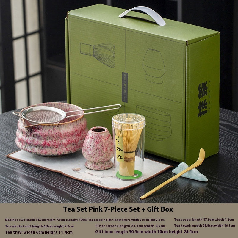 Japanese Style Matcha Bowl Set with Whisk and Accessories - Ceramic Tea Ceremony Kit