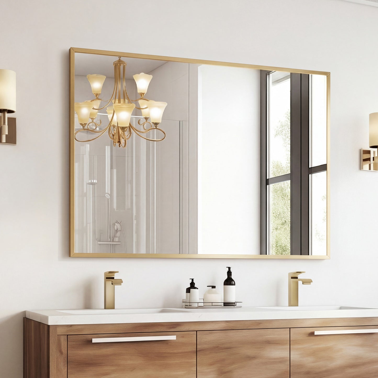 Above The Countertop, There Is A Rectangular Wall-mounted Bathroom
