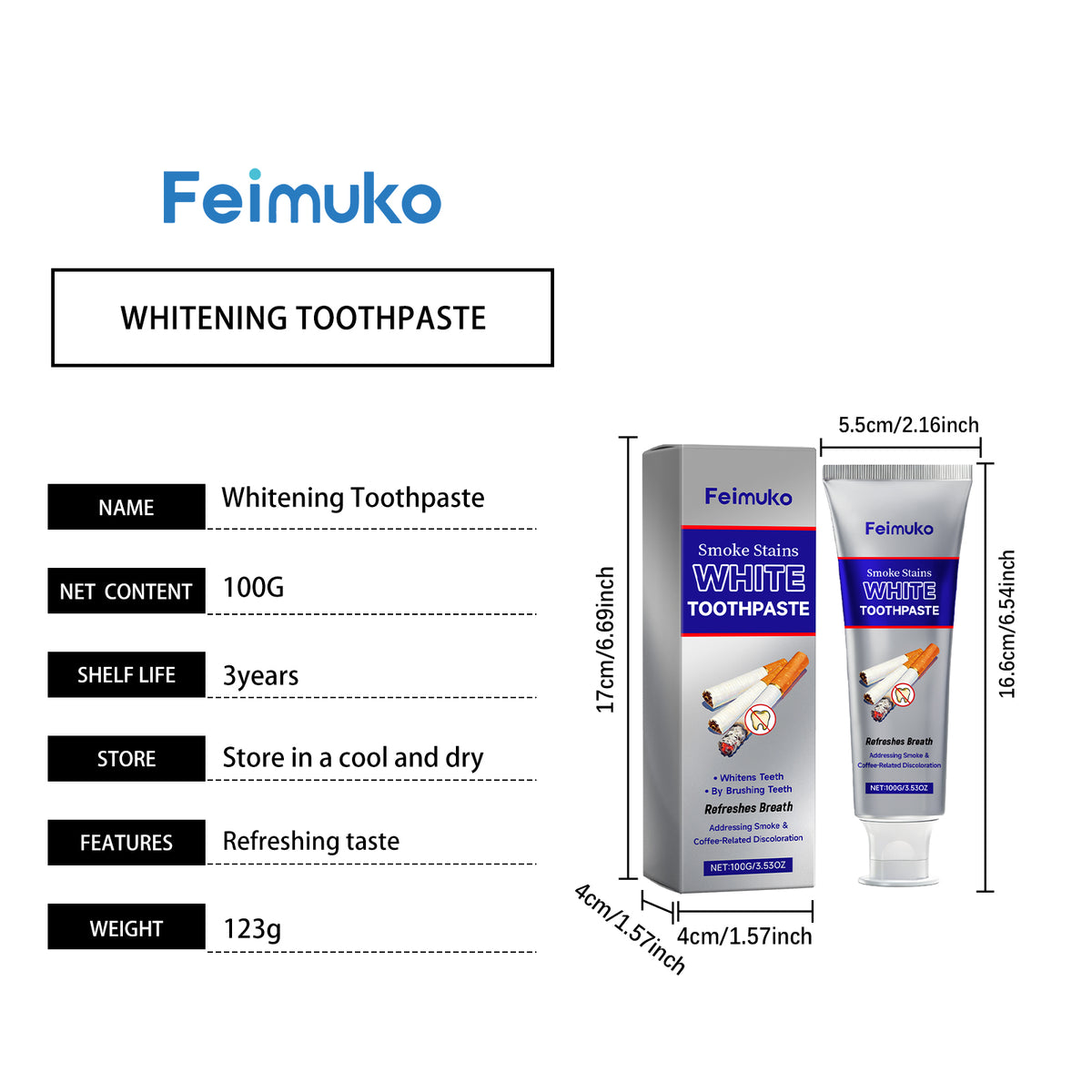 Whitening Stain Removal Toothpaste - 100g