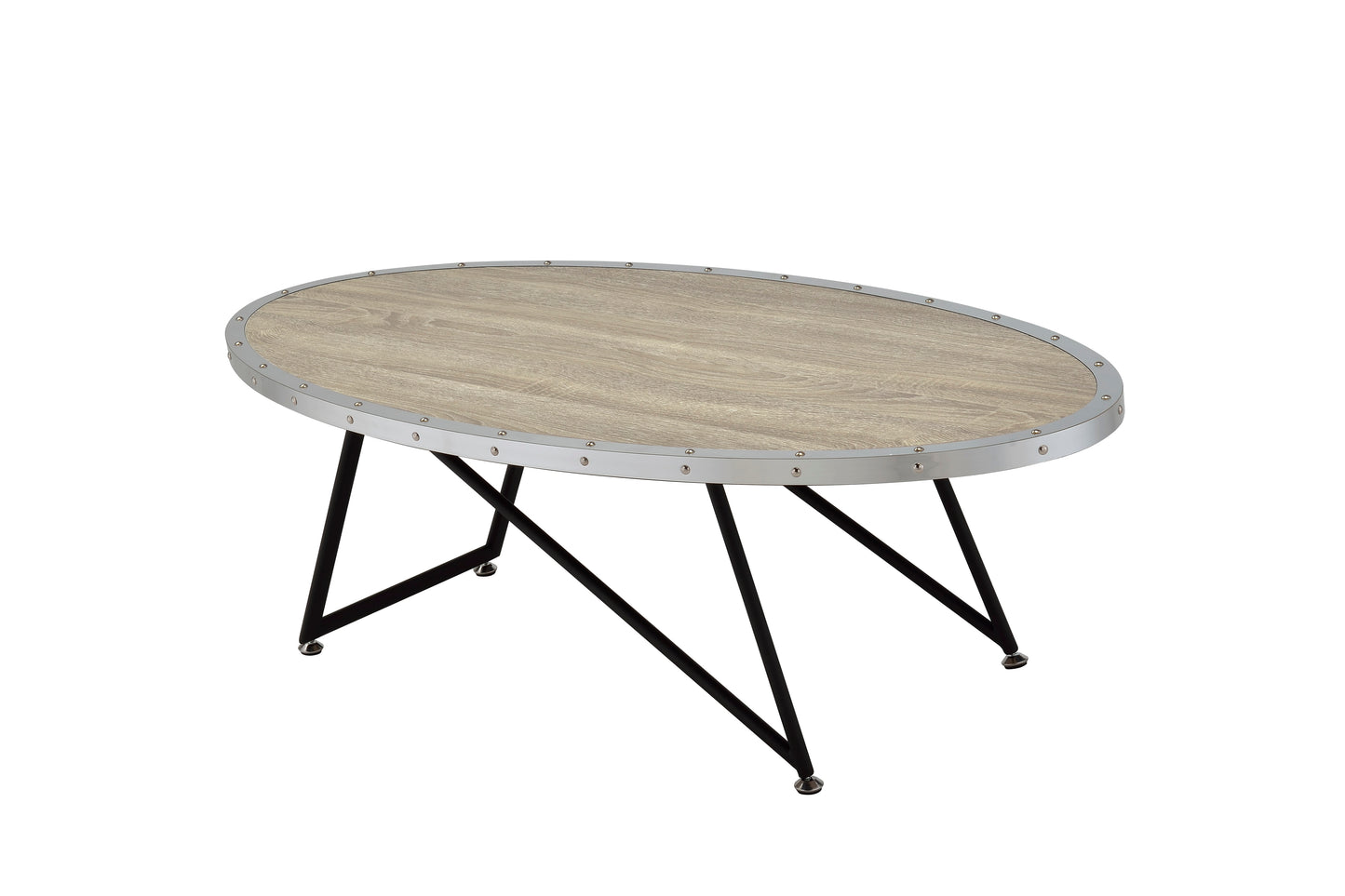 Allis Weathered Gray Oak Coffee Table with Metal Finish