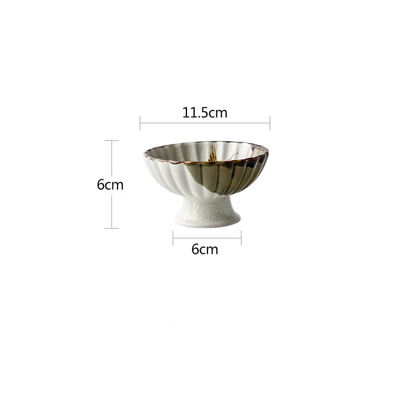 Japanese Retro Ceramic High-Footed Bowl - Vintage Porcelain Tableware