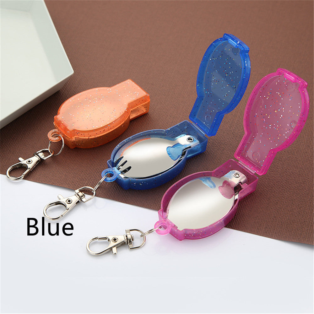 Stainless Steel Outdoor Folding Cutlery Set - Portable Spoon and Fork with Storage Box