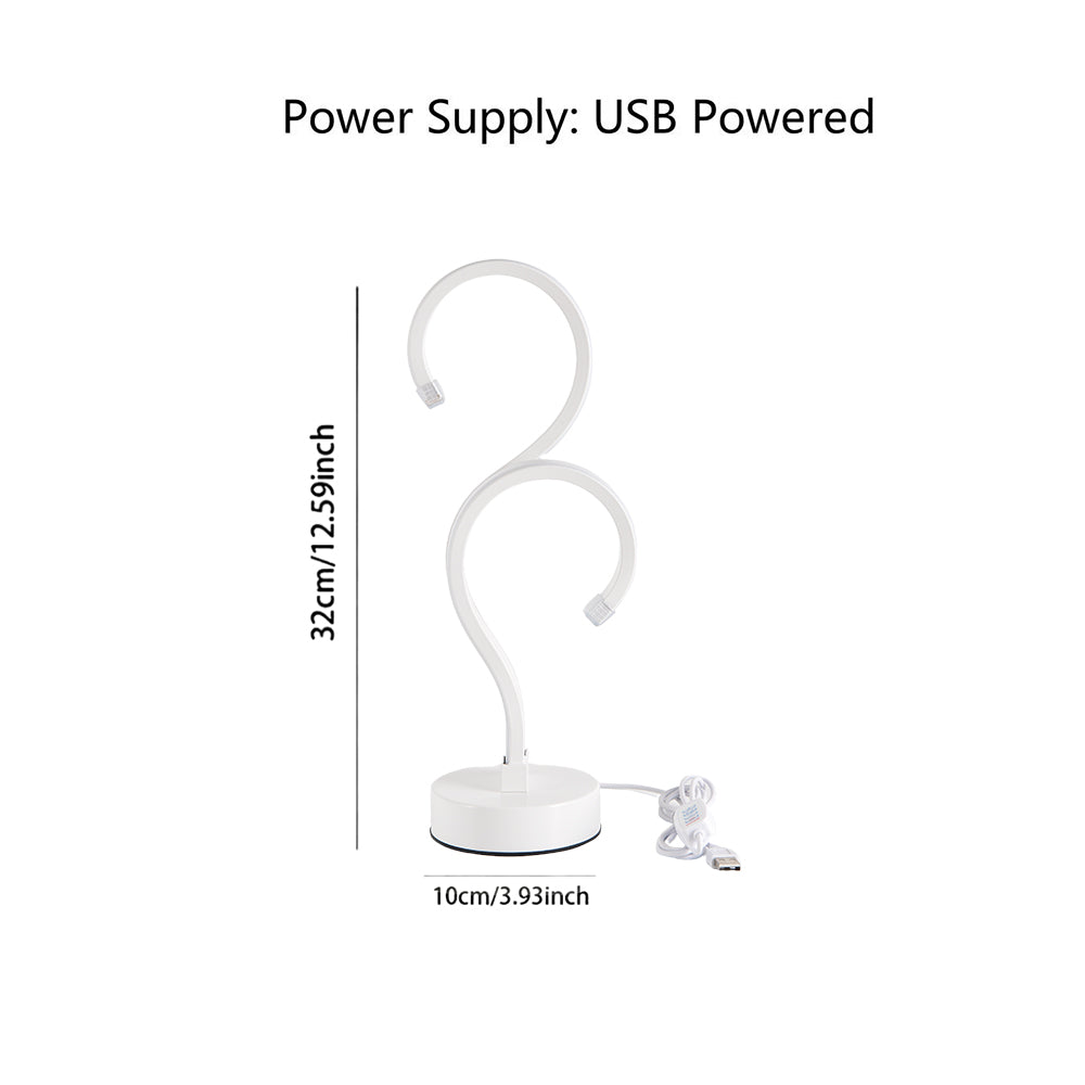 White Desktop Lamp with USB Power, 3 Color Modes, Minimalist Design for Bedroom