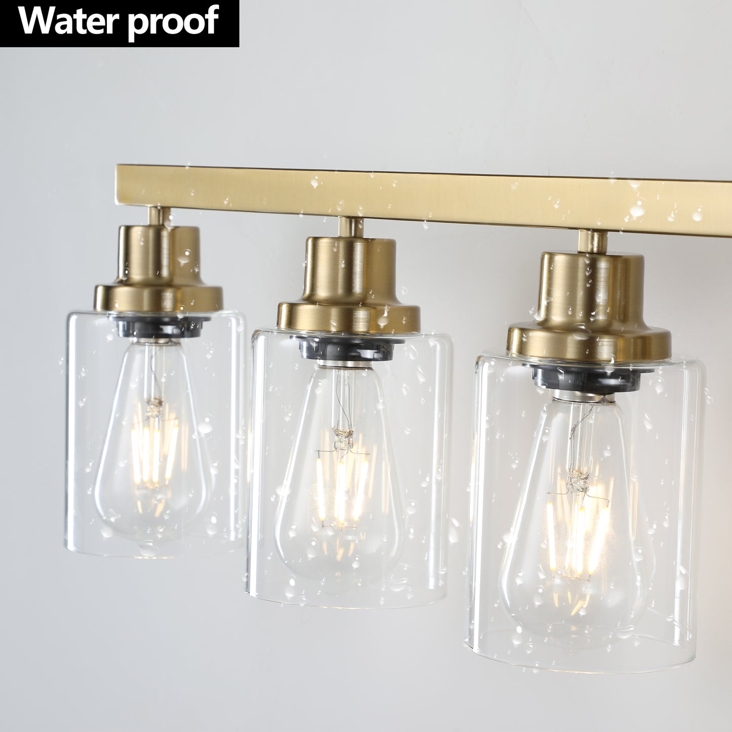 Golden 8-Light Vanity Light Fixture with Clear Glass Shades