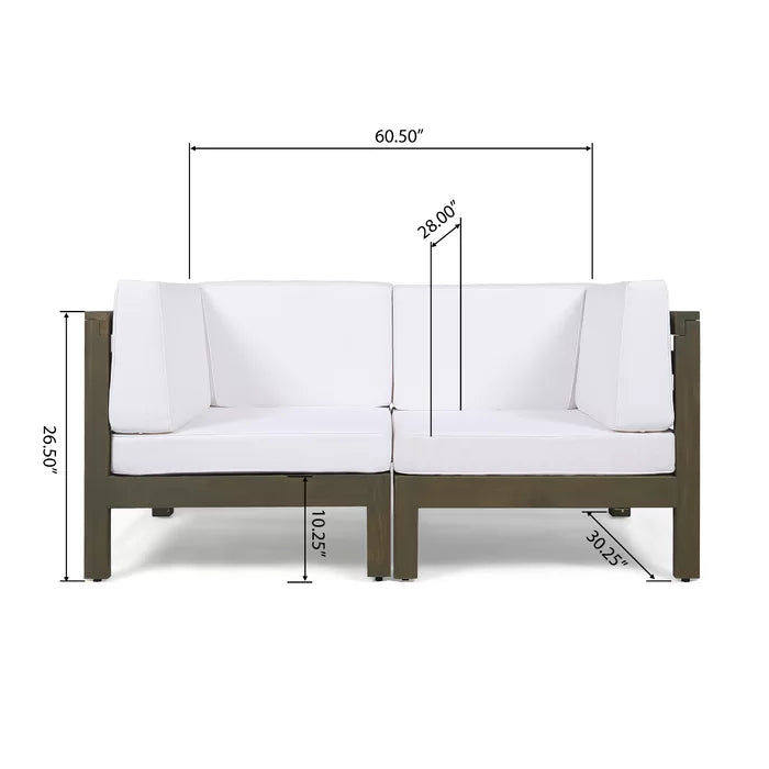 Acacia Wood X-Back Loveseat - White Outdoor Seating