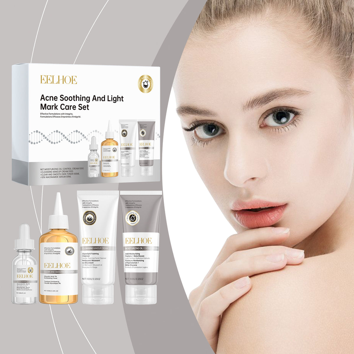 Acne Care Skin Care Set - Brightening Moisturizer, Cleanser & Serum