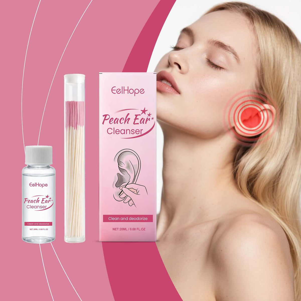 Peach Ear Cleaning Kit with Solution and Thread - Personal Ear Care