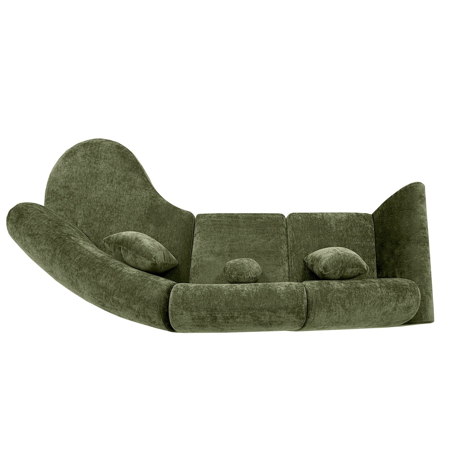 140" Curved Sectional Sofa with Chaise Lounge - Green