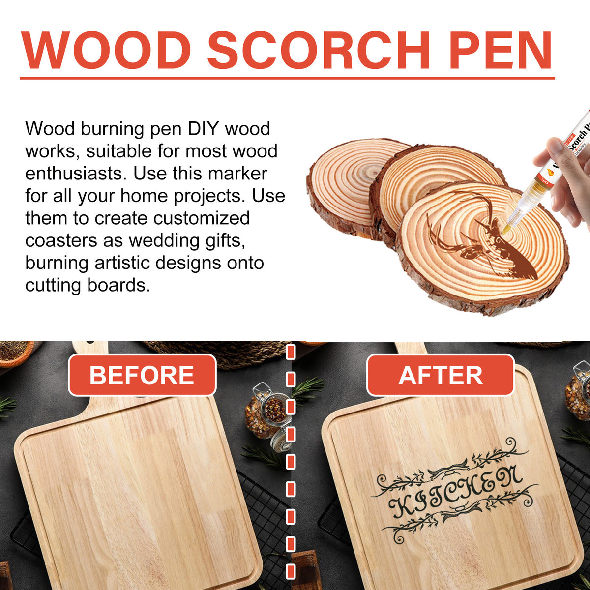 Wood Burning Pen Set for Kids DIY Pyrography - Custom Wood Marker Kit