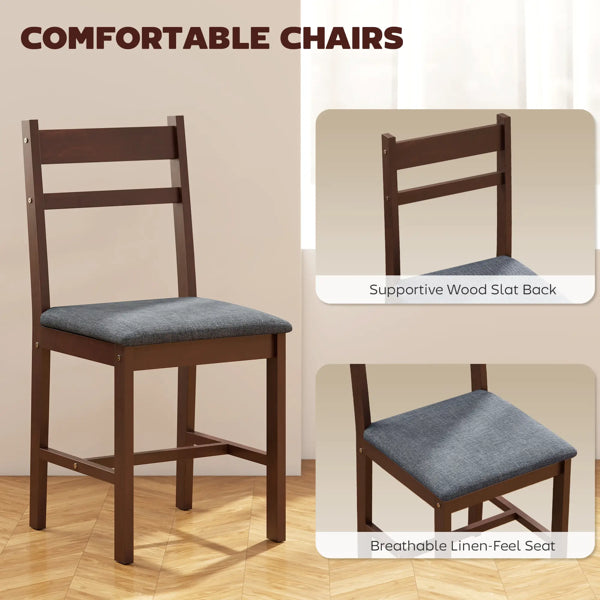 5-Piece Dining Room Set for 4 - Gray & Walnut