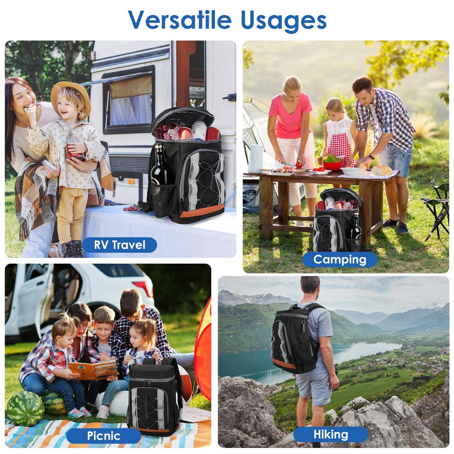Insulated Cooler Backpack with 36 Can Capacity - Multi-Pocket Design
