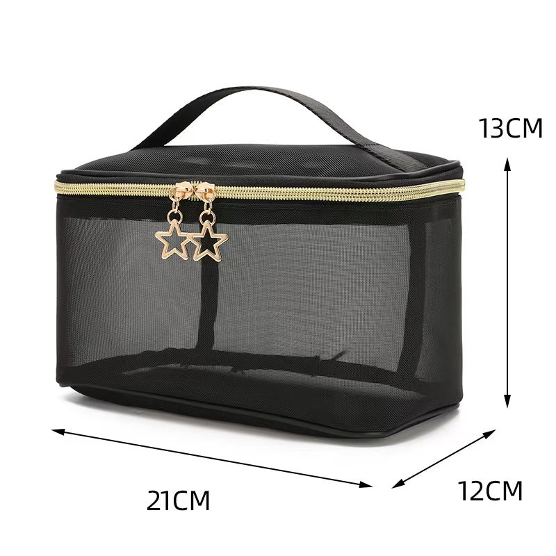 Double-Layer Hanging Toiletry Bag - Portable Mesh Travel Makeup Case