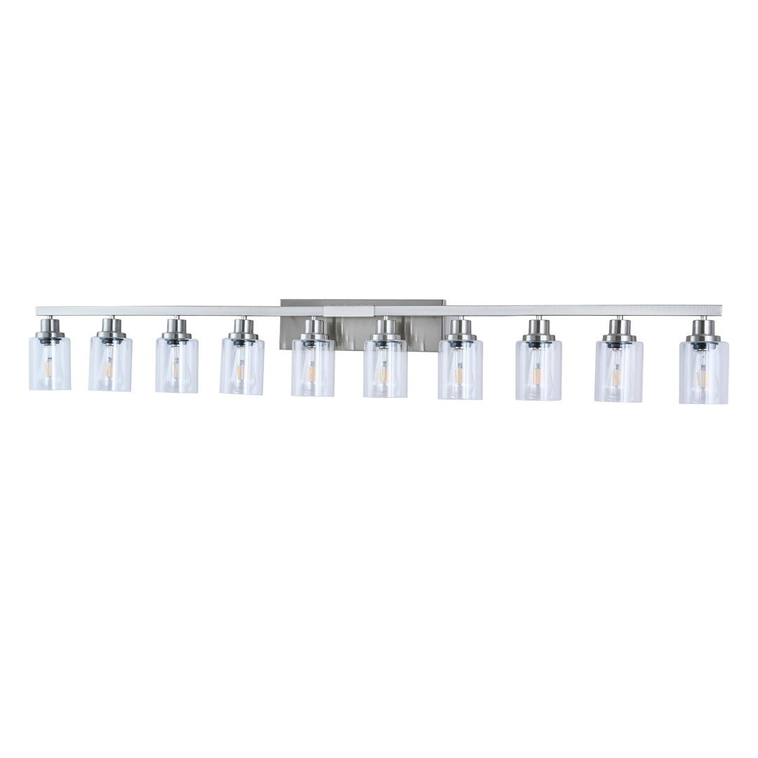 Brushed Nickel Bathroom Vanity Light Fixture with Clear Glass Shade