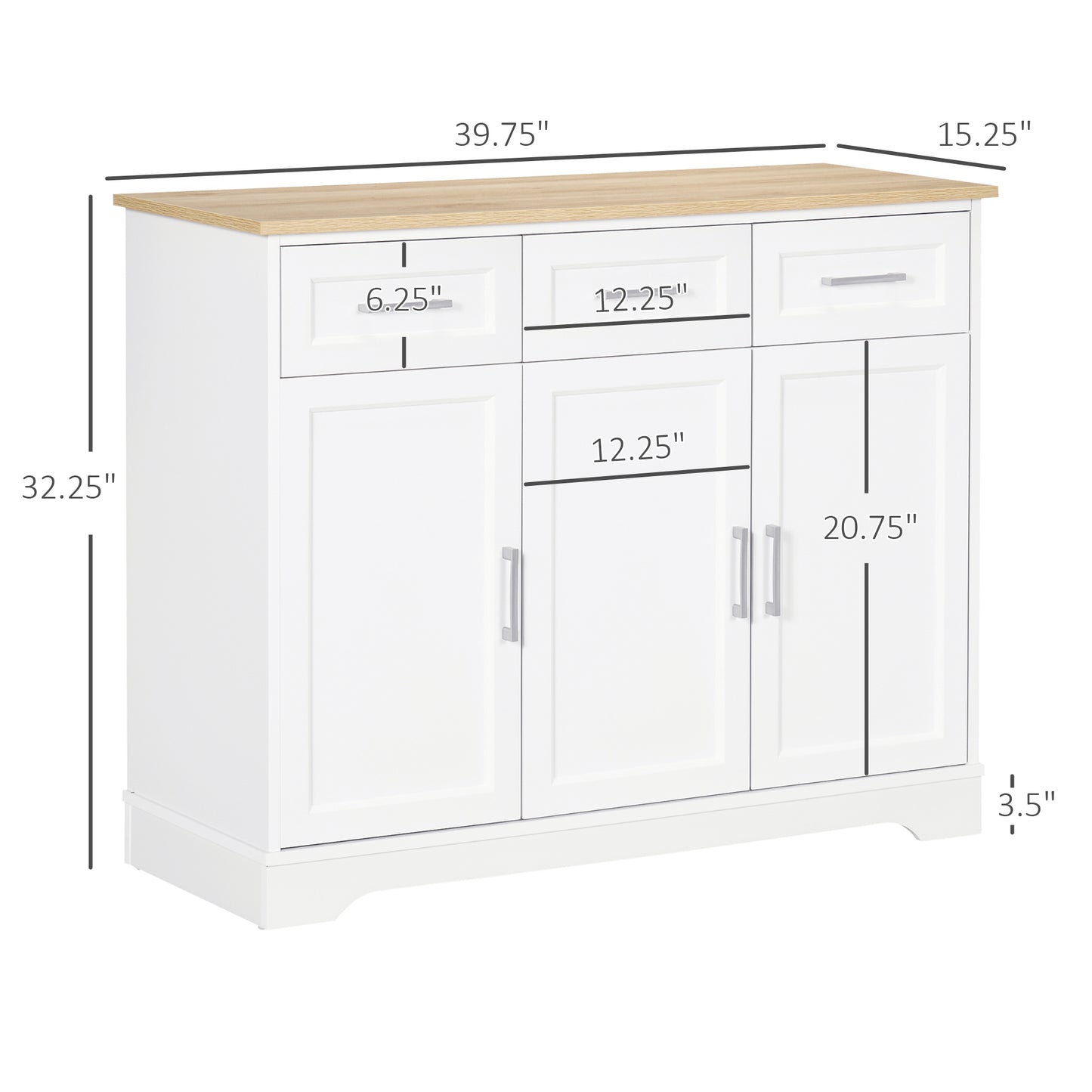 Modern Kitchen Sideboard Buffet Cabinet with Storage - White