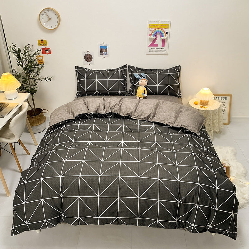 Four-Piece Bed Sheet Quilt Cover Set with Botanical Pattern - Multiple Sizes & Styles