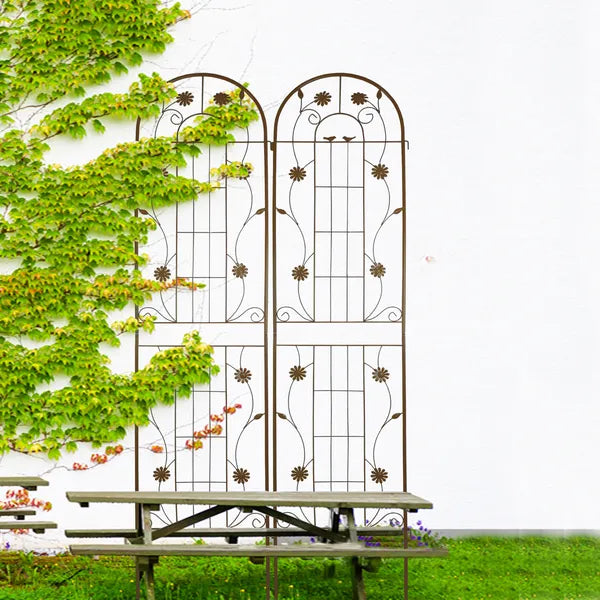 Metal Garden Trellis - 86.7" Rustproof Climbing Plant Support - 2 Pack