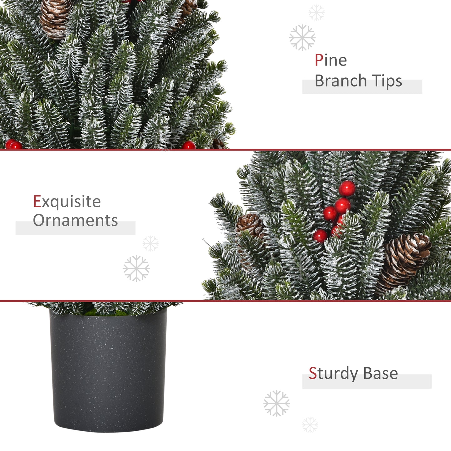 18" Tall Unlit Miniature Snow-Flocked Tabletop Christmas Tree with Pine Cones and Berries