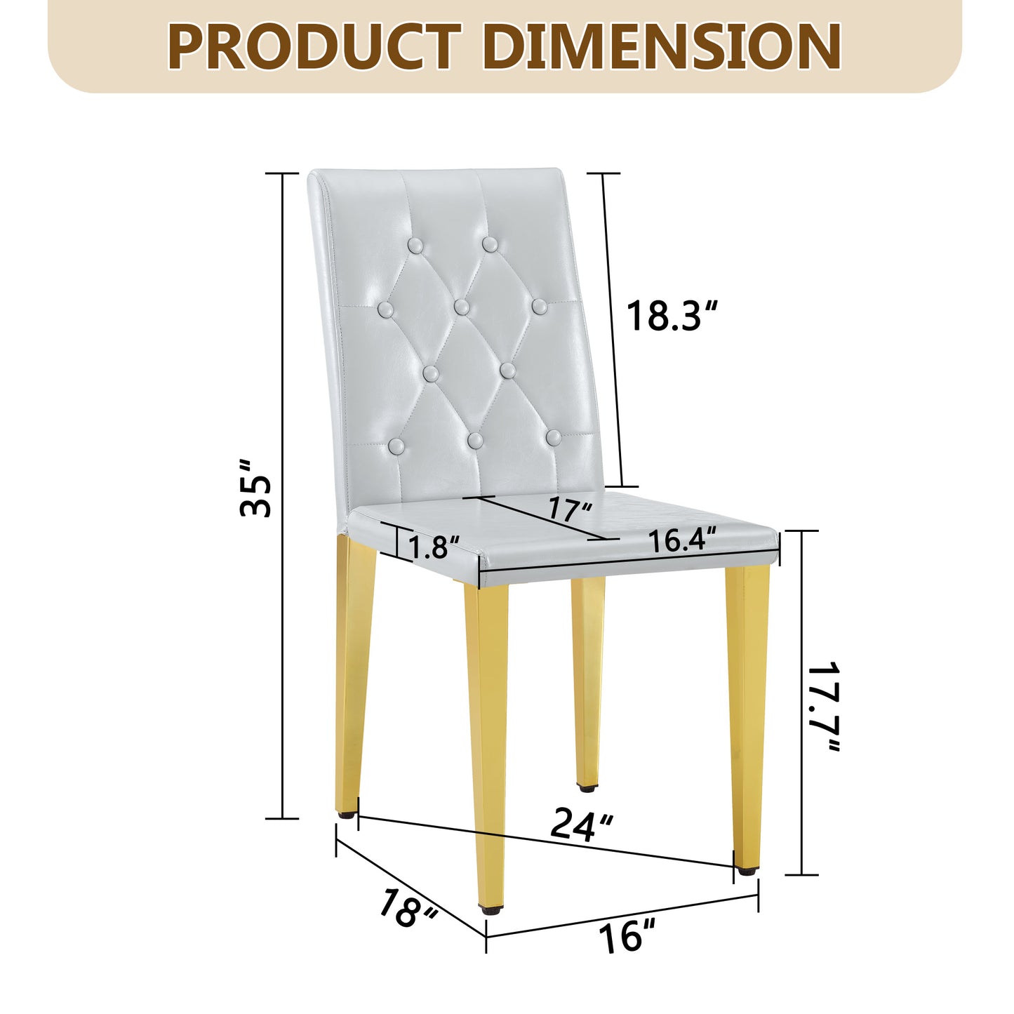 4-piece Set Of Light Grey PU Dining Chairs,Ergonomically Designed