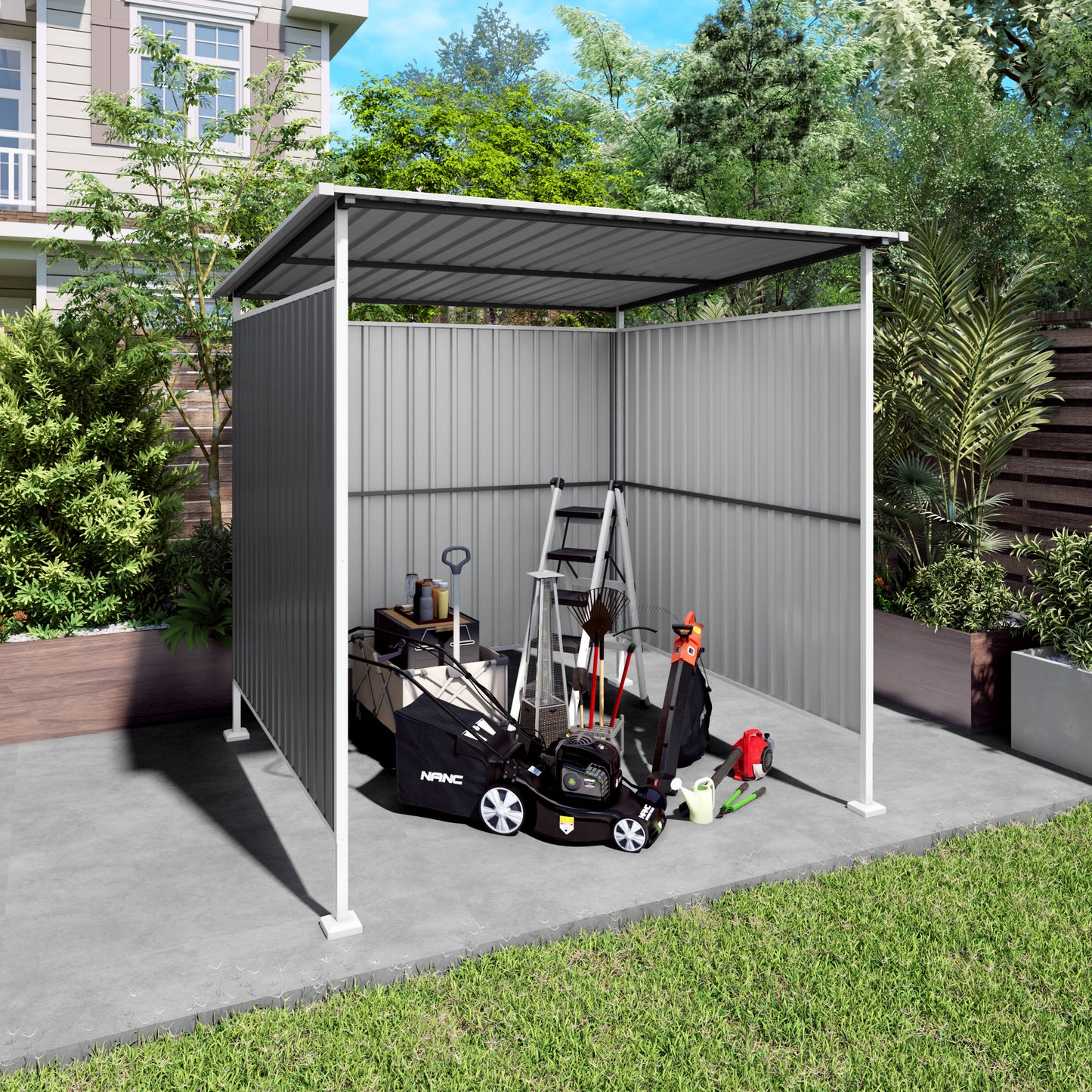 6x6FT Outdoor Pergola For Patio,Bike Storage Shed,Lean To Hardtop