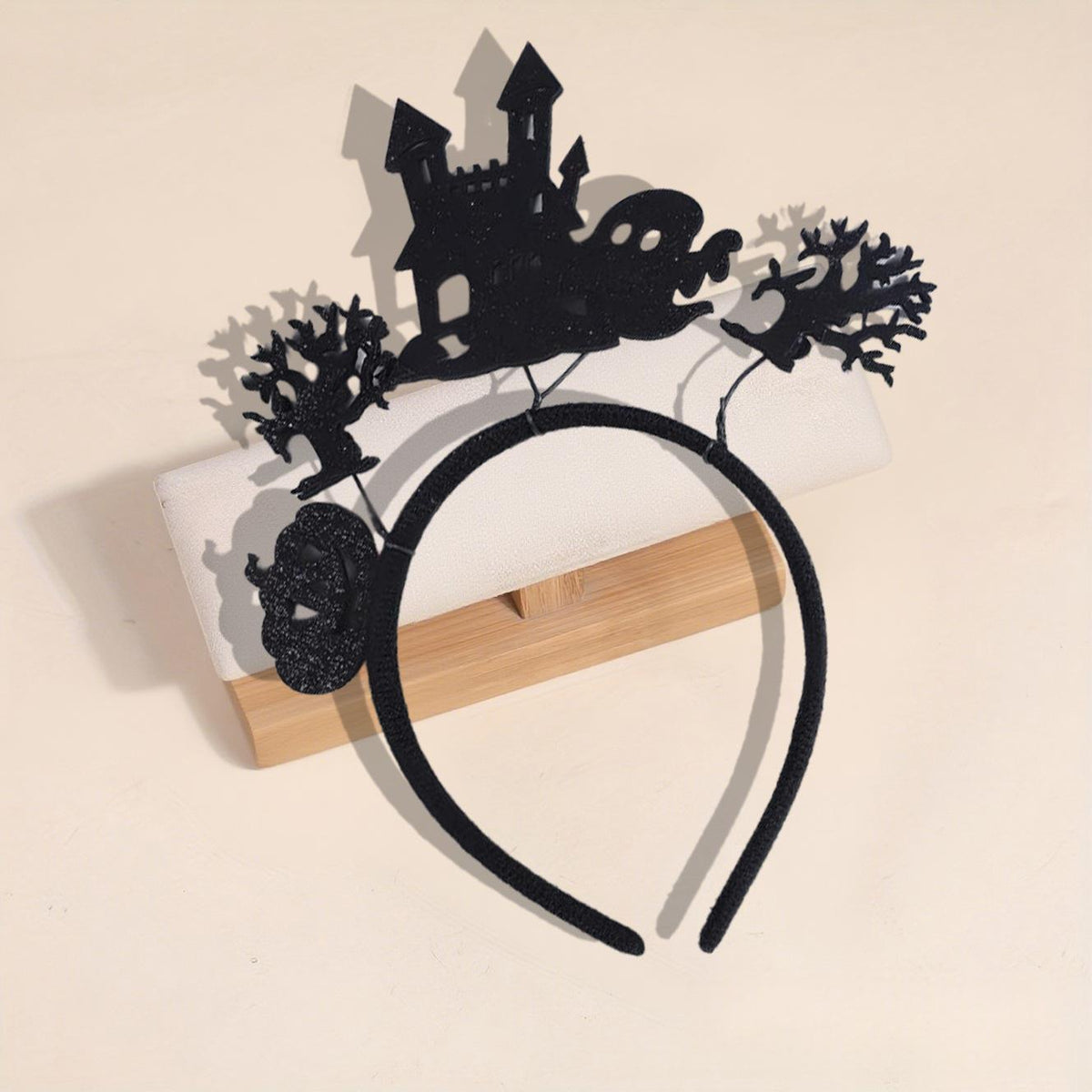 Dark Style Ghost Bat Headband with Feather and Bat Flower Design - Unisex Hair Accessory
