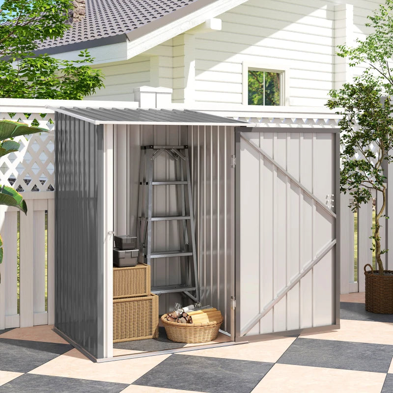 Galvanized Steel Garden Storage Shed with Lockable Door - Gray, 39x40 Inches