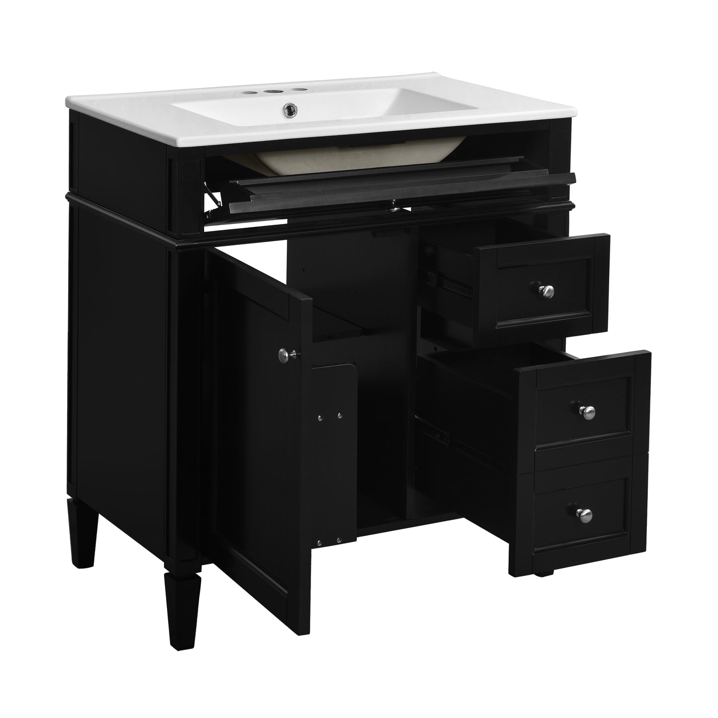 30'' Modern Bathroom Vanity with Sink - Black Storage Cabinet
