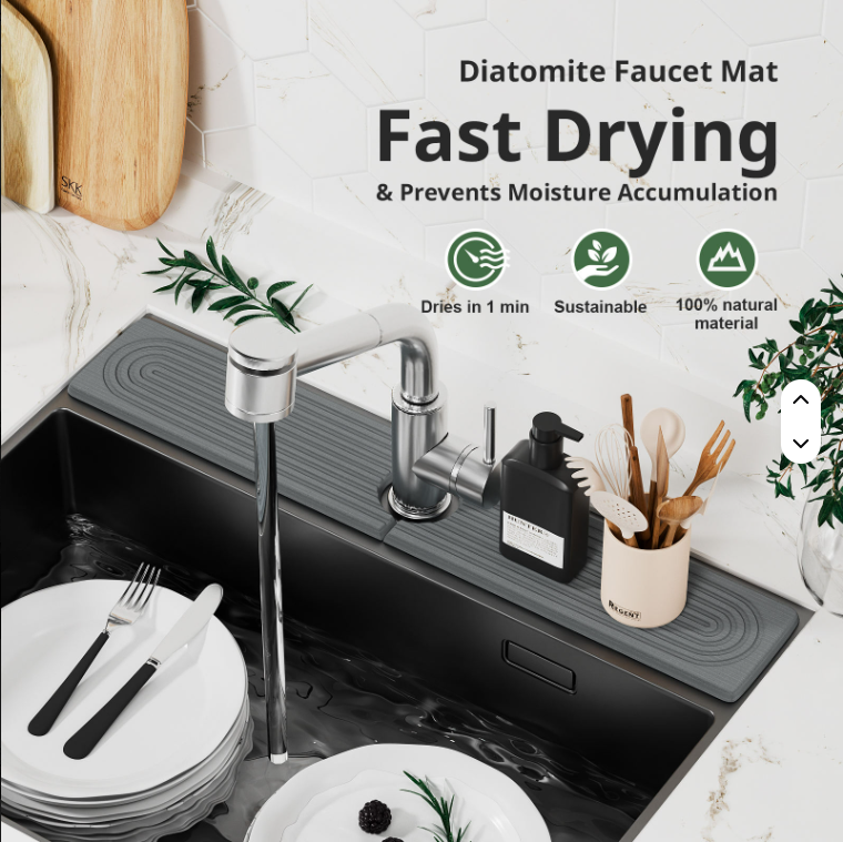 Diatomaceous Earth Sink Tray - Instant Dry Kitchen Organizer