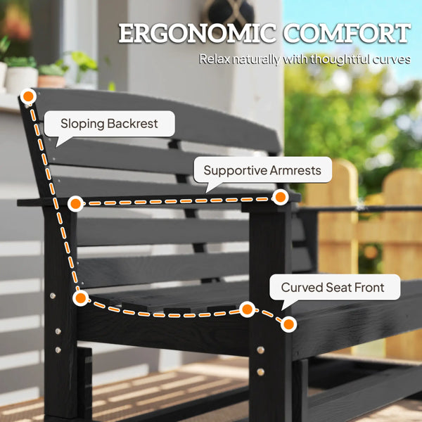 HDPE Garden Glider Chair - Distressed Black, Seats 2