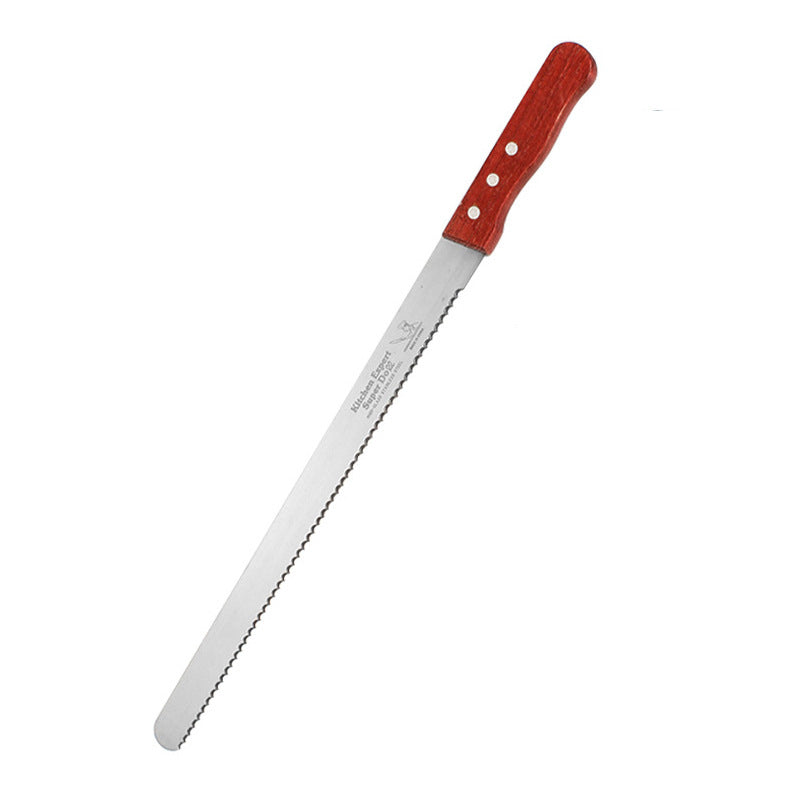 10-Inch Stainless Steel Bread Knife with Wooden Handle – Fine Teeth, Coarse Texture