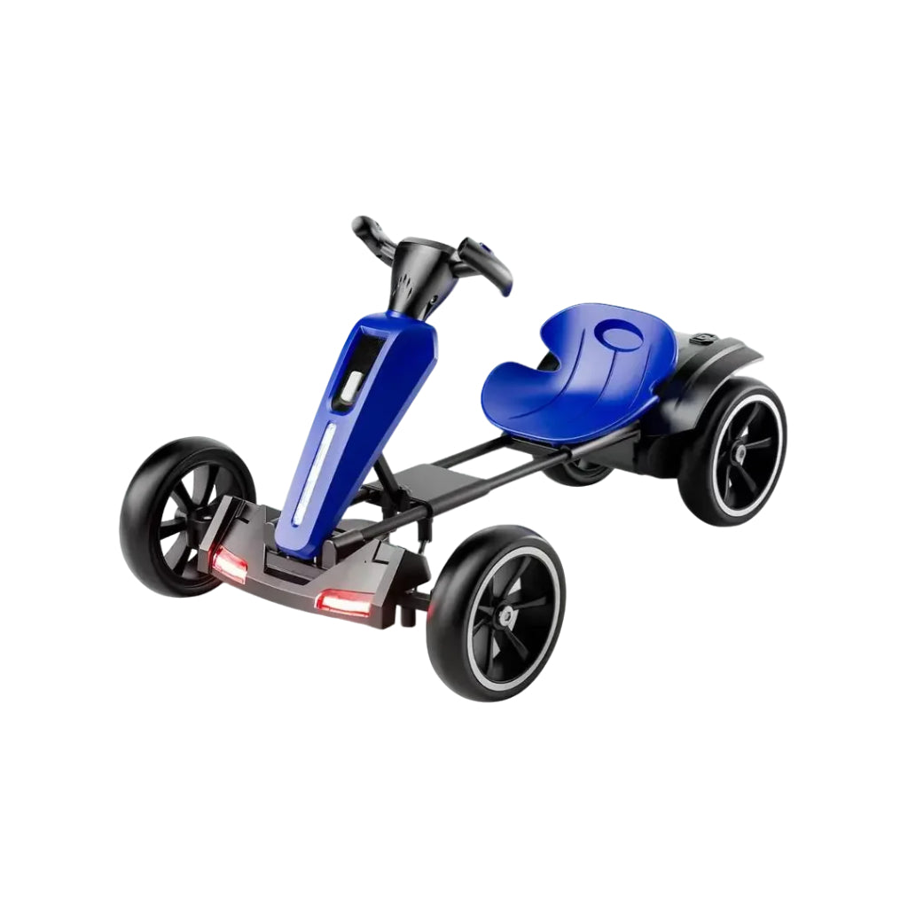 12V Electric Kids Pedal Go Kart - Adjustable Blue Ride-On Toy