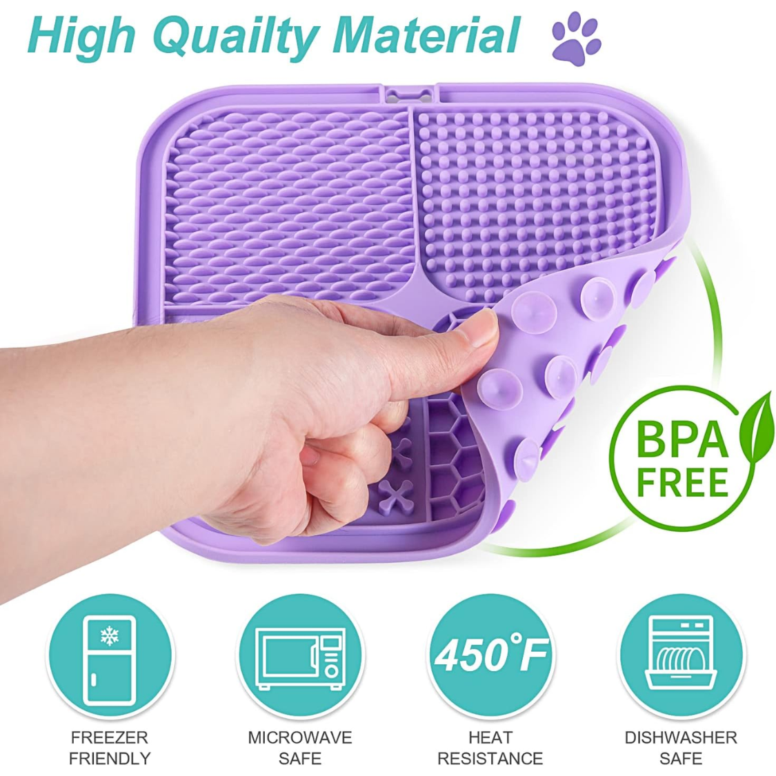 Pet Chew Toy Lick Mat for Dogs & Cats - Slow Feeder with Suction Cups, Anxiety & Boredom Relief, Multicolor