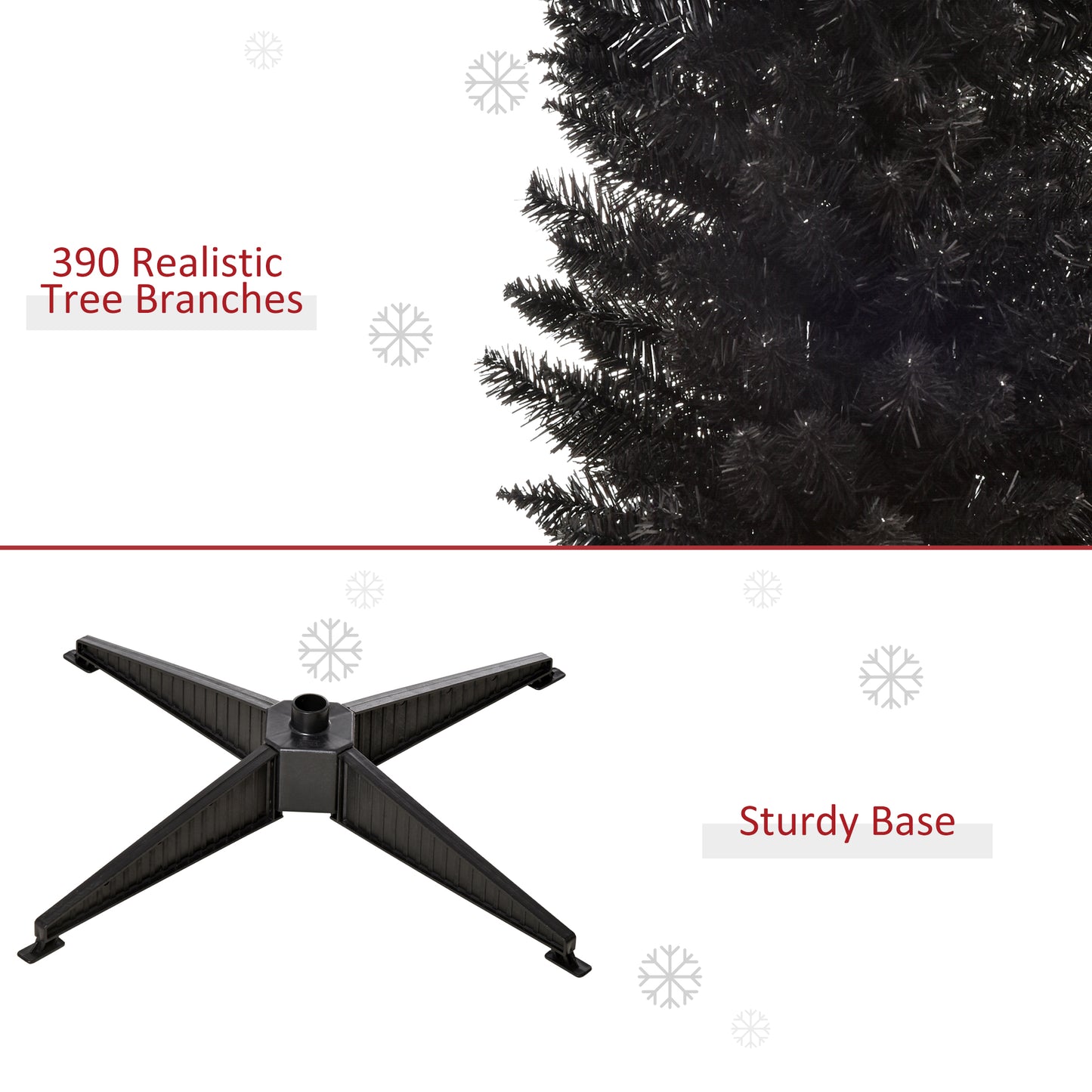 6ft Slim Black Artificial Christmas Tree with 390 Branch Tips