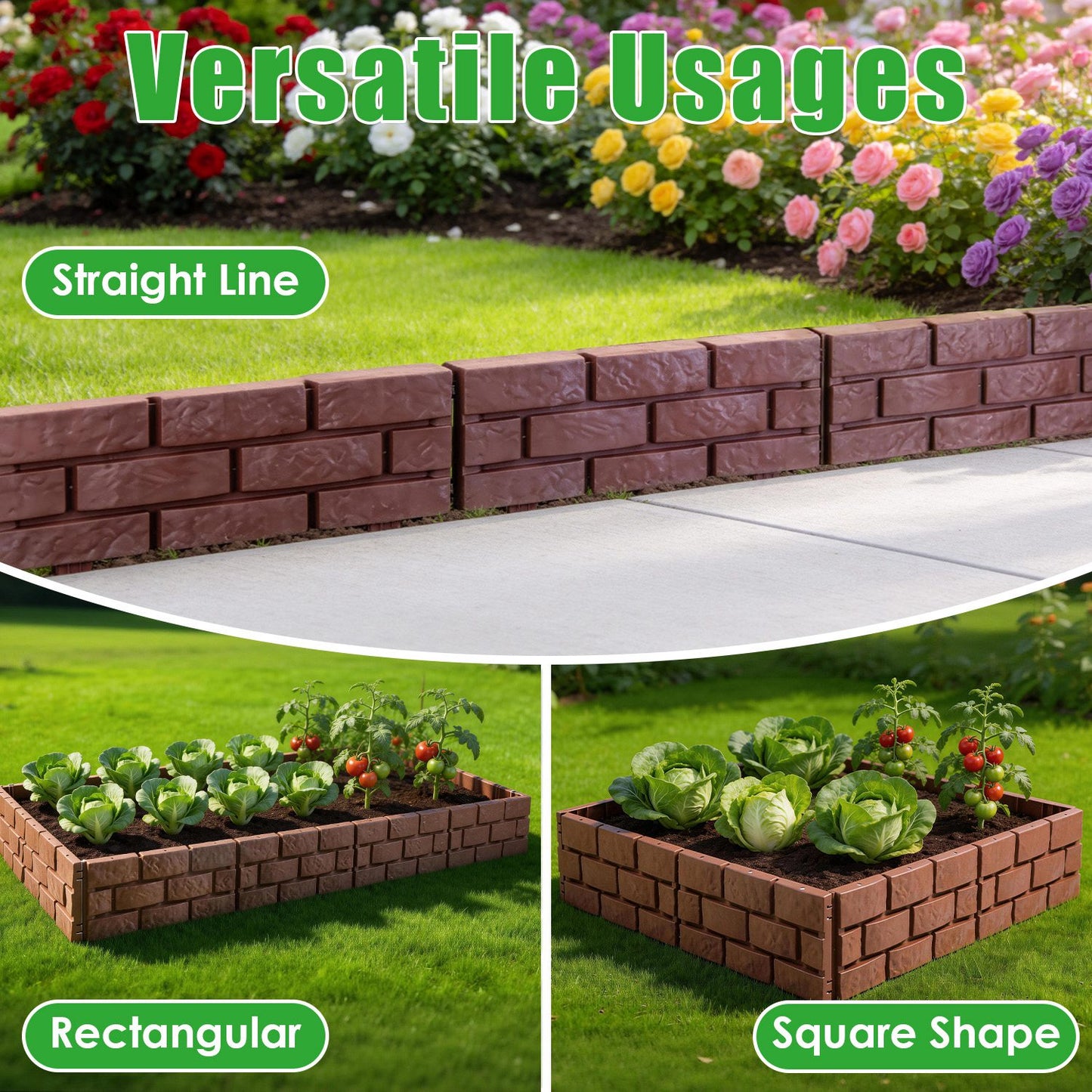 12PCS Flexible Stone Border Fence Edging for Garden Pathways