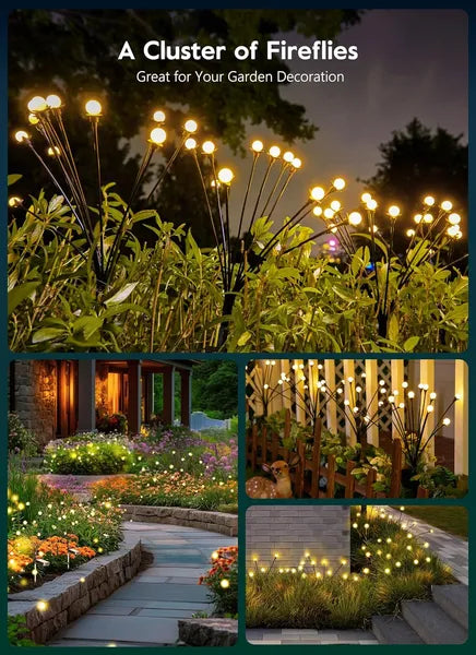 Solar Garden Lights - 48 LED Firefly Outdoor Lighting, Waterproof