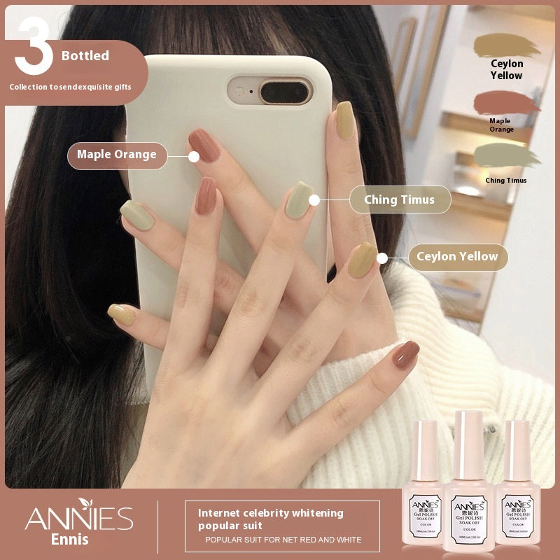 Three-Color Gel Nail Polish Set for Manicure - Nude, Purple, Orange