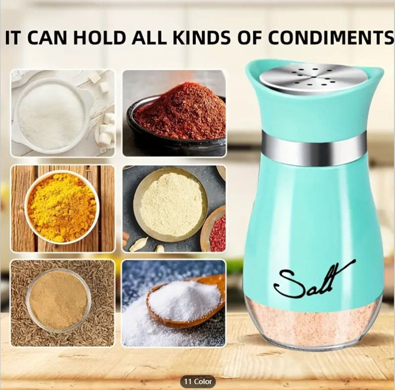 Salt and Pepper Shakers Set - 4 Oz Glass Bottom Spice Dispensers